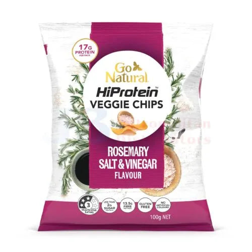 100G Go Natural HIProtein Veggie Chips Rosmary Salt & Vinegar Flavour (x5)