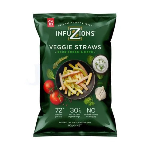 90G Infuzions Veggie Straws Sour Cream & Herb (x15)