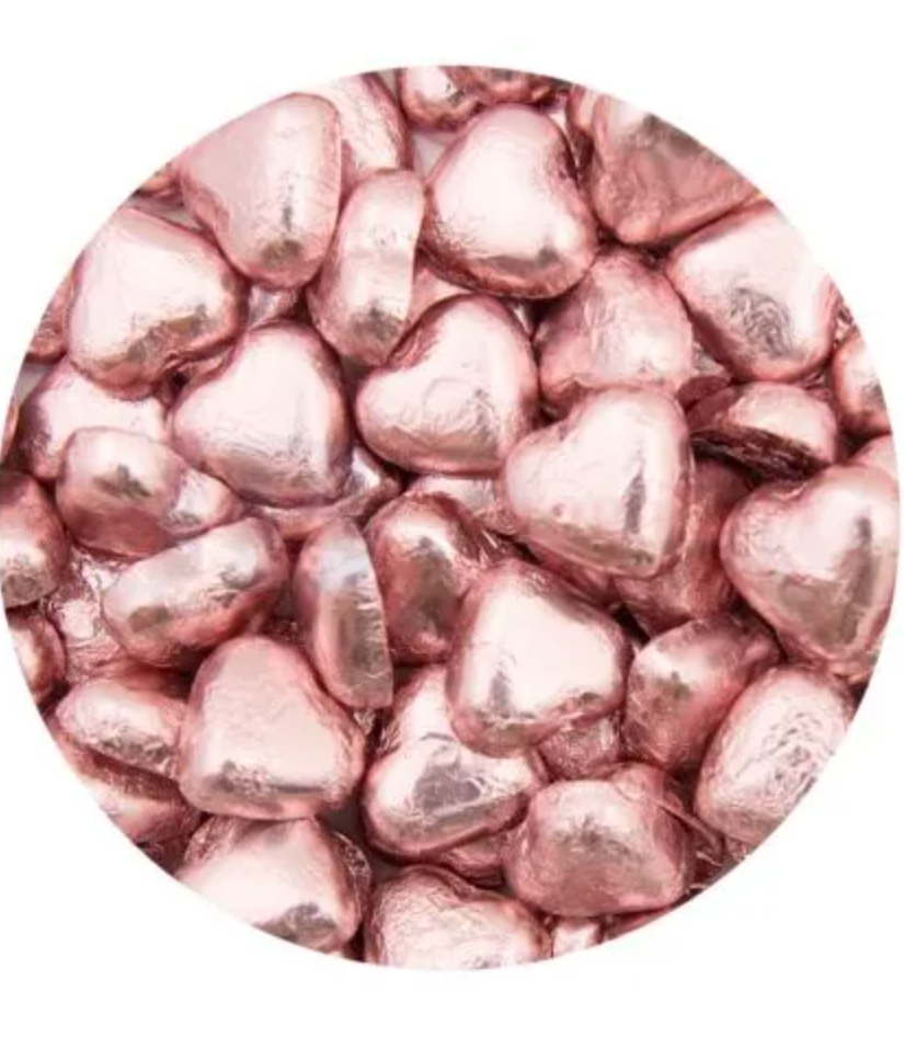 500g Choc Hearts Rose Gold (x142)