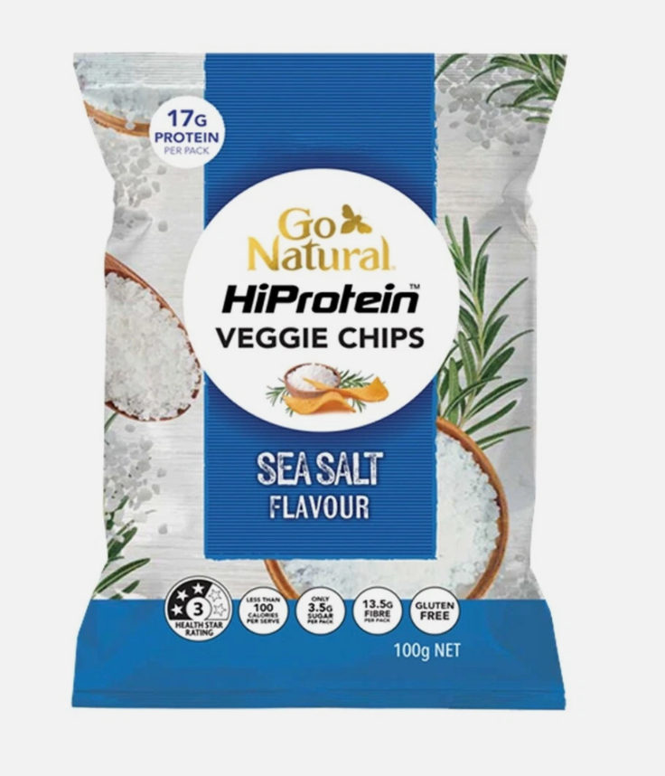 100G Go Natural HI Protein Veggie Chips Sea Salt (x5)