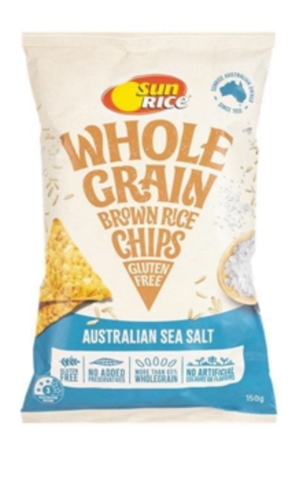 150G Sunrice Brown Rice Chips Sea Salt (x5)