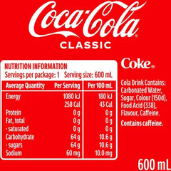 Coca Cola 600ml Bottle